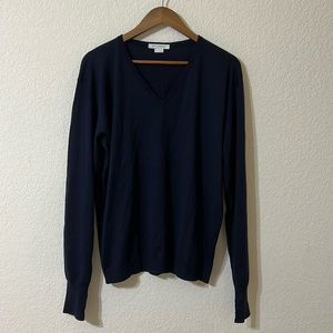 John Smedley | Navy Wool V-Neck Sweater Men’s XL
